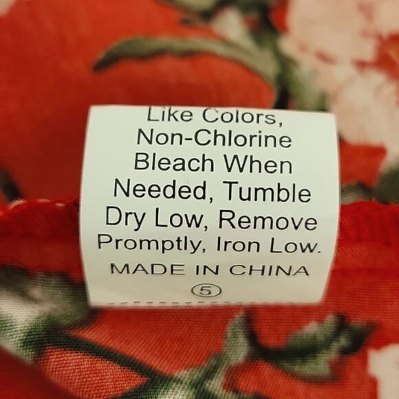 Red Floral Off the Shoulder Mini Dress Belled Sleeves Elastic Top  Size L - Picture 10 of 10